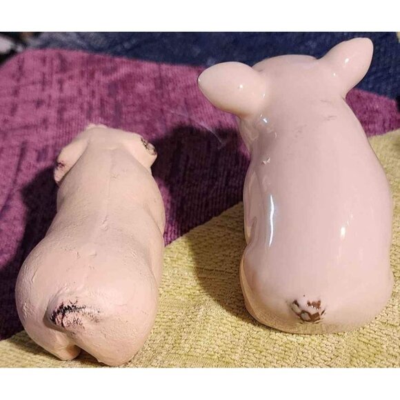2 Pig Figurines Rustic Brown Pink Farmhouse Decor - Picture 7 of 10